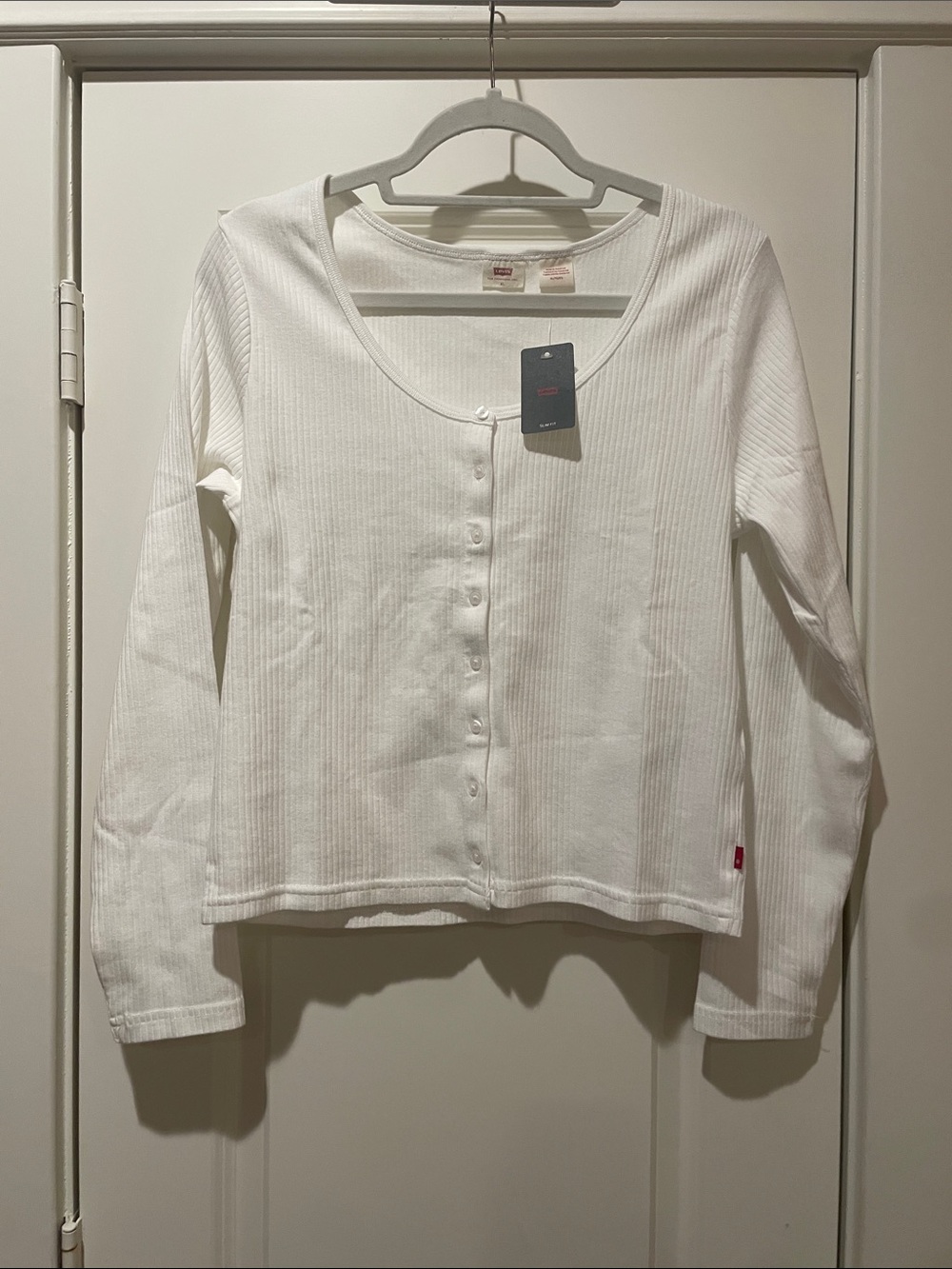 NWT Levi's White Ribbed Button-Up Women's Long Sleeve Top